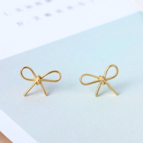 Kate Spade Skinny Mini Bow Gold Stud Earrings - Picture 5 of 6